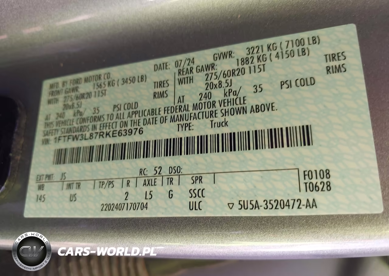 2024 Ford F-150 Xlt VIN:1FTFW3L87RKE63976 - 9