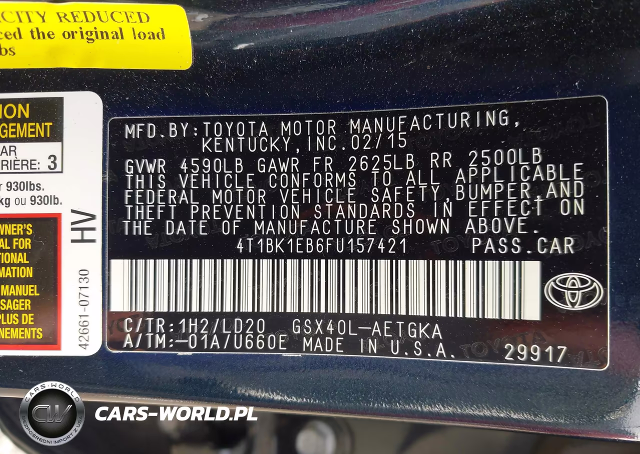 2015 Toyota Avalon Xle VIN:4T1BK1EB6FU157421 - 9