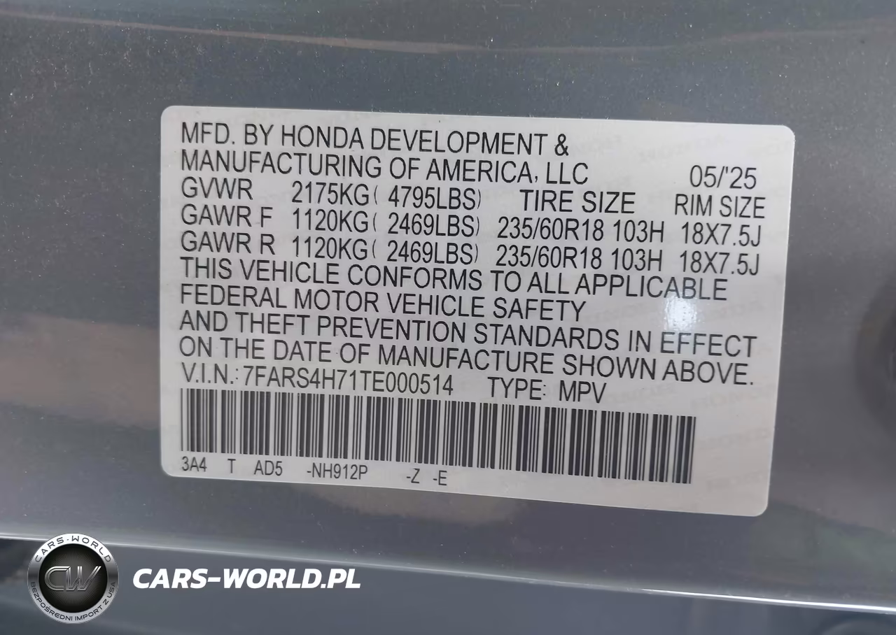 2026 Honda Cr-V Ex-L Awd VIN:7FARS4H71TE000514 - 9