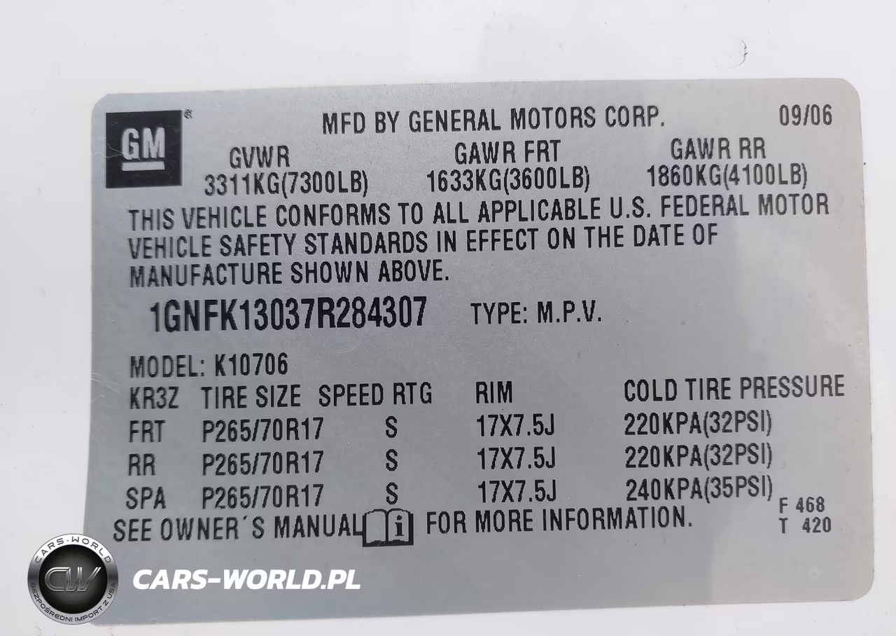 2007 Chevrolet Tahoe Lt VIN:1GNFK13037R284307 - 9