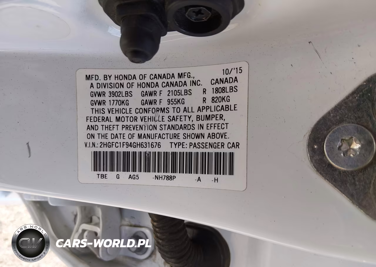 2016 Honda Civic Touring VIN:2HGFC1F94GH631676 - 9