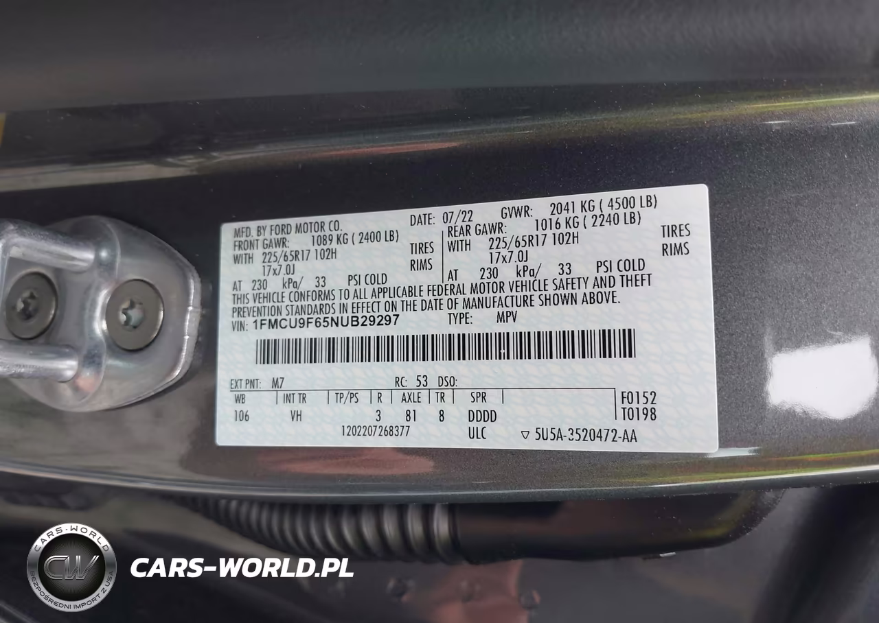 2022 Ford Escape S VIN:1FMCU9F65NUB29297 - 9