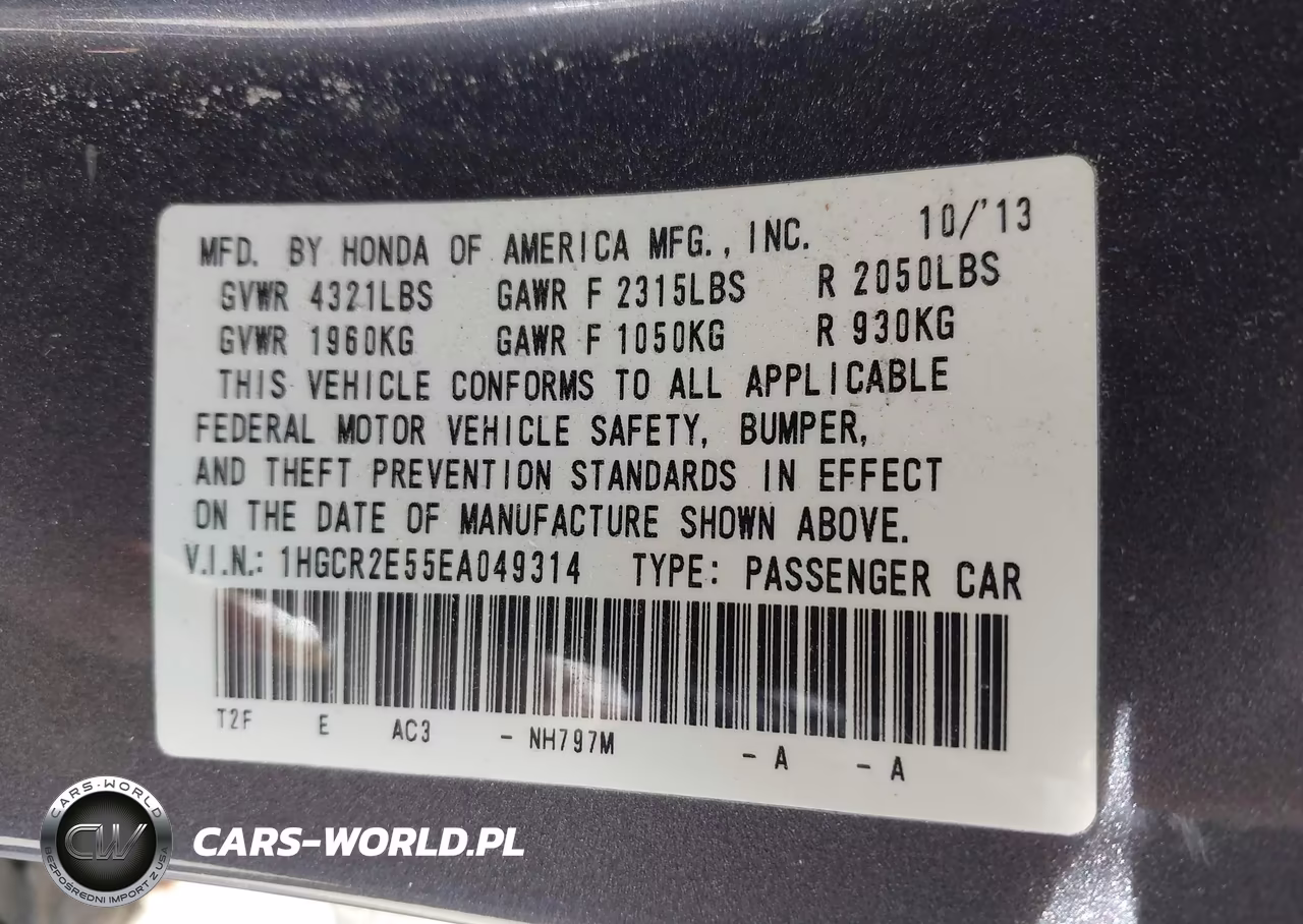 2014 Honda Accord Sport VIN:1HGCR2E55EA049314 - 9
