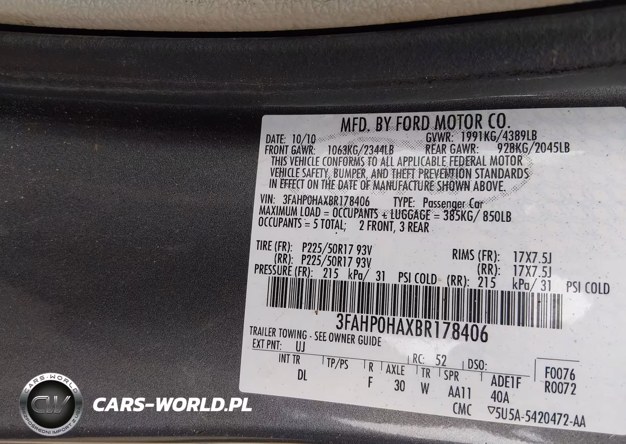2011 Ford Fusion Se VIN:3FAHP0HAXBR178406 - 9