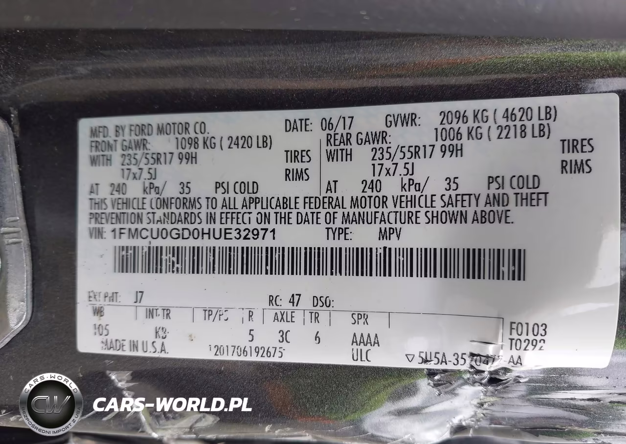2017 Ford Escape Se VIN:1FMCU0GD0HUE32971 - 9