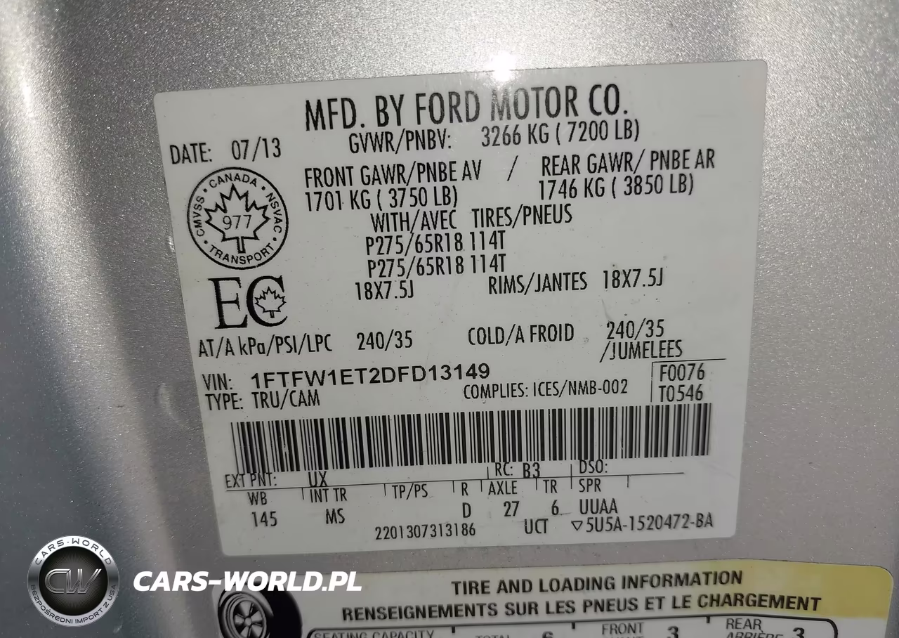 2013 Ford F-150 Xlt VIN:1FTFW1ET2DFD13149 - 9