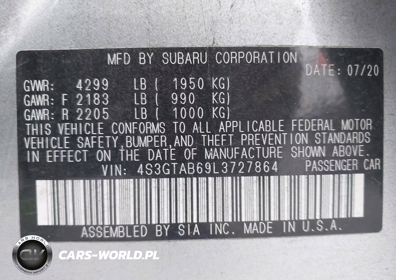 2020 Subaru Impreza 5-Door VIN:4S3GTAB69L3727864 - 9