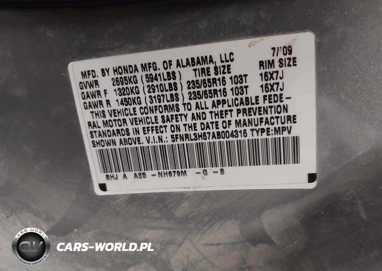 2010 Honda Odyssey Ex-L VIN:5FNRL3H67AB004316 - 9
