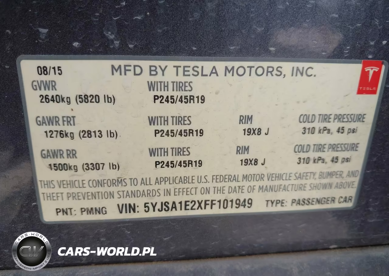 2015 Tesla Model S 70D-85D-P85D VIN:5YJSA1E2XFF101949 - 9