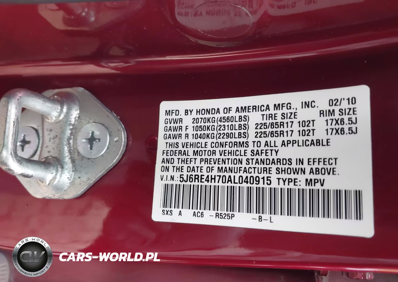 2010 Honda Cr-V Ex-L VIN:5J6RE4H70AL040915 - 9