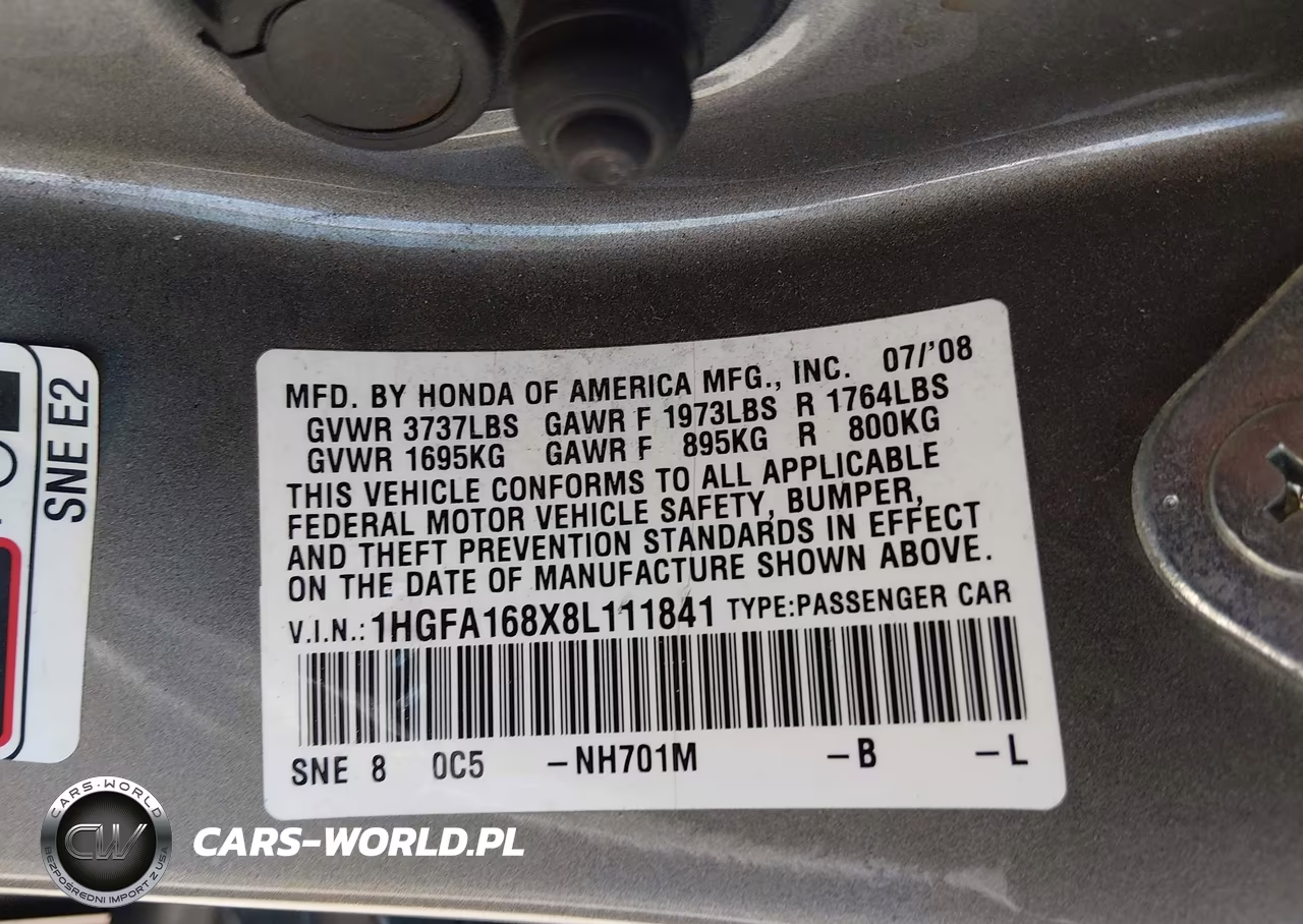 2008 Honda Civic Ex VIN:1HGFA168X8L111841 - 9