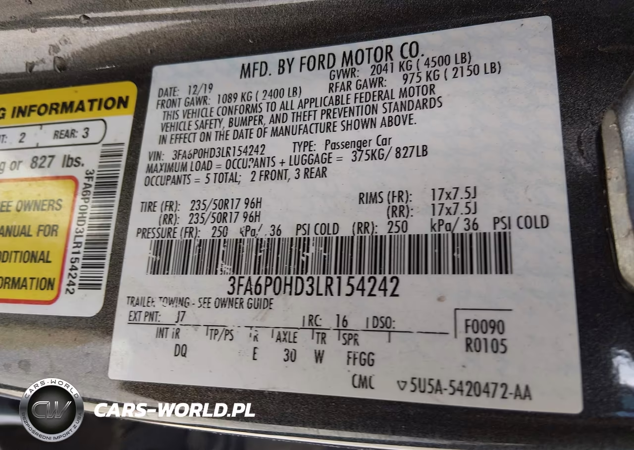 2020 Ford Fusion Se VIN:3FA6P0HD3LR154242 - 9