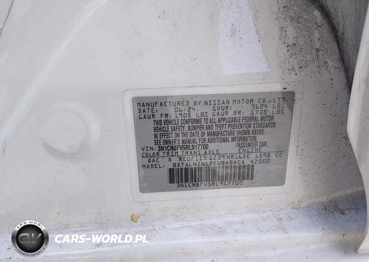 2024 Nissan Versa 1.6 Sr VIN:3N1CN8FV5RL917700 - 9