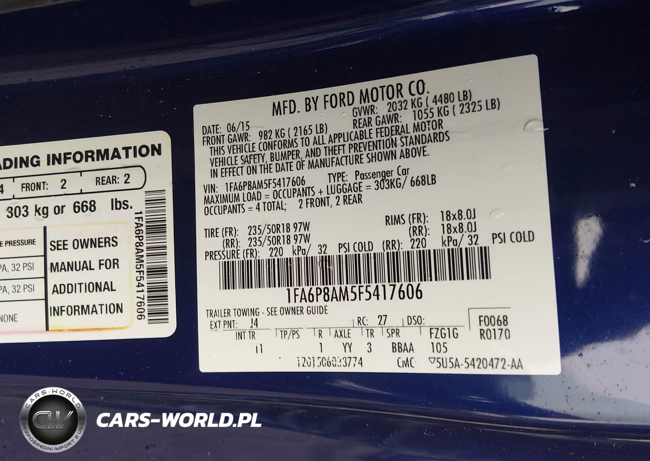 2015 Ford Mustang V6 VIN:1FA6P8AM5F5417606 - 9