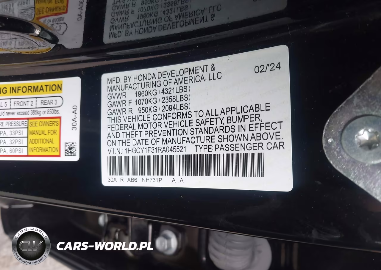 2024 Honda Accord Ex VIN:1HGCY1F31RA045521 - 9