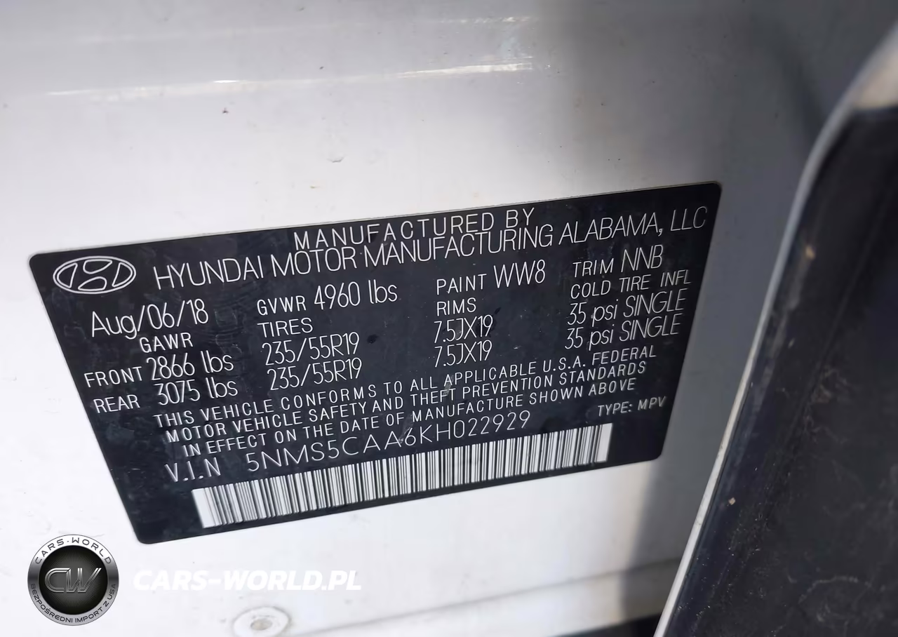 2019 Hyundai Santa Fe Limited 2.0T VIN:5NMS5CAA6KH022929 - 9