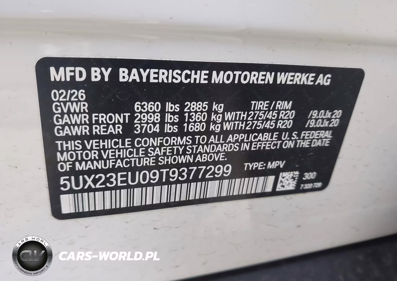 2026 BMW X5 xDrive40I VIN:5UX23EU09T9377299 - 9
