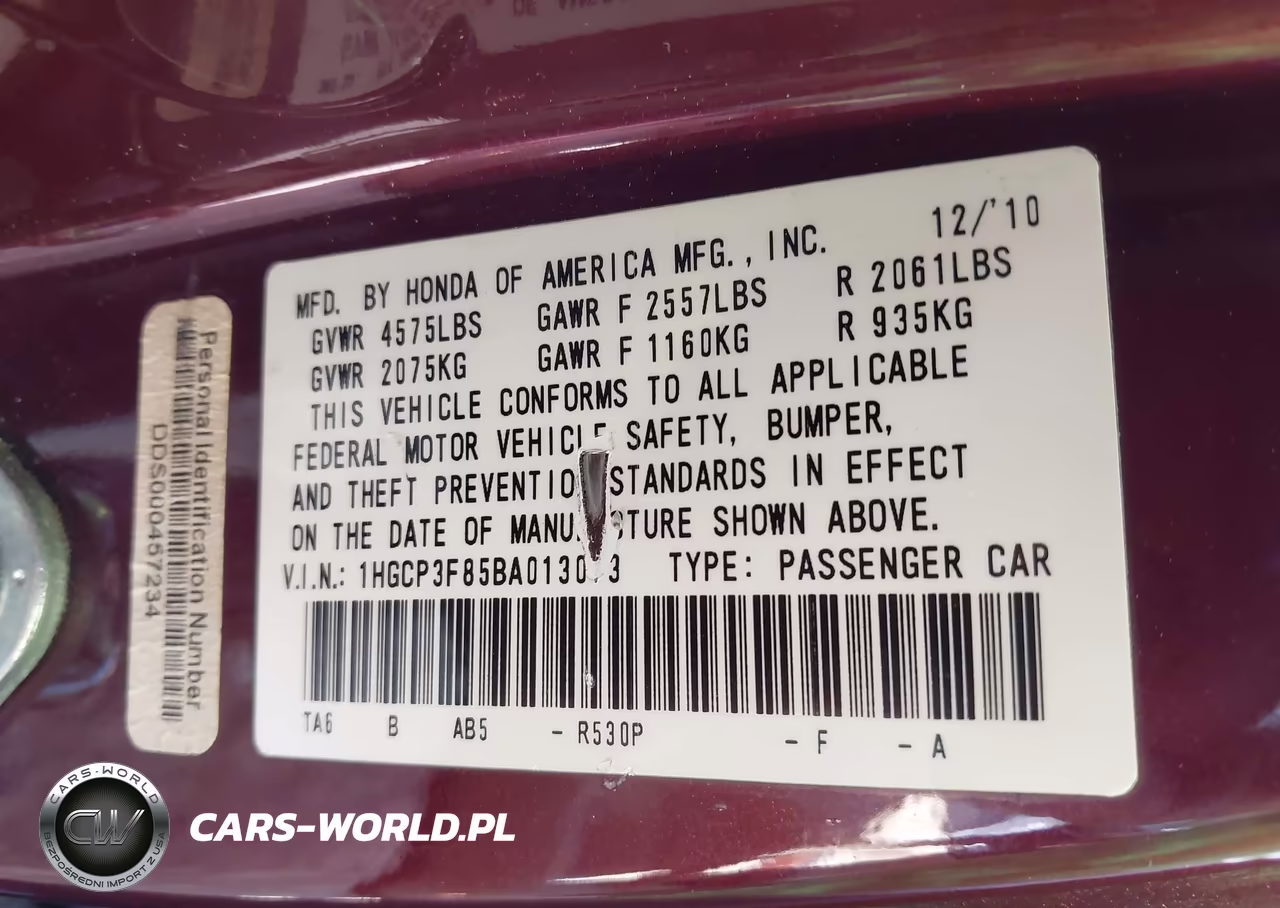 2011 Honda Accord 3.5 Ex-L VIN:1HGCP3F85BA013073 - 9