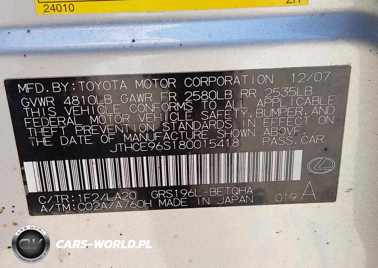 2008 Lexus Gs 350 VIN:JTHCE96S180015418 - 9