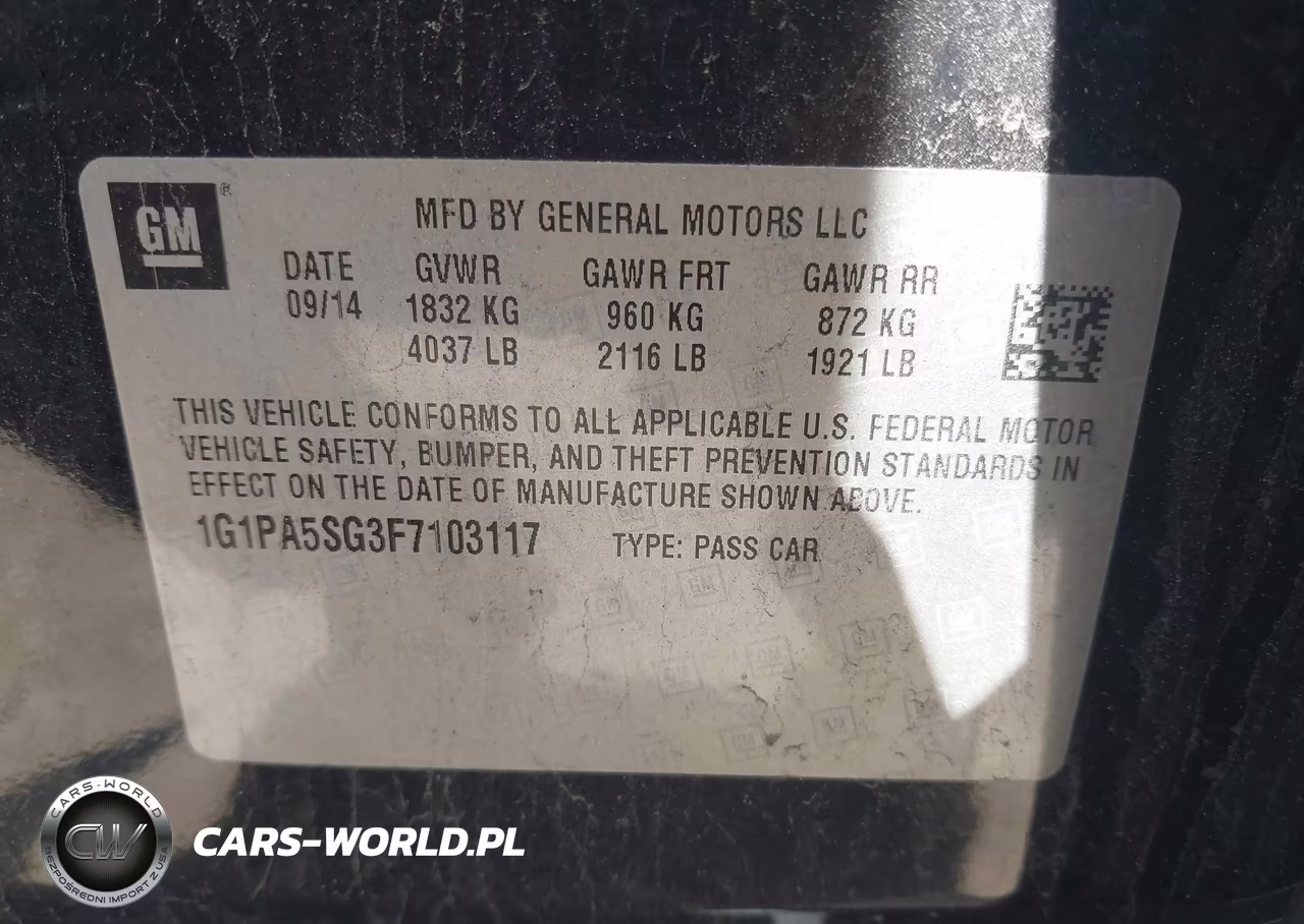 2015 Chevrolet Cruze Ls Auto VIN:1G1PA5SG3F7103117 - 9