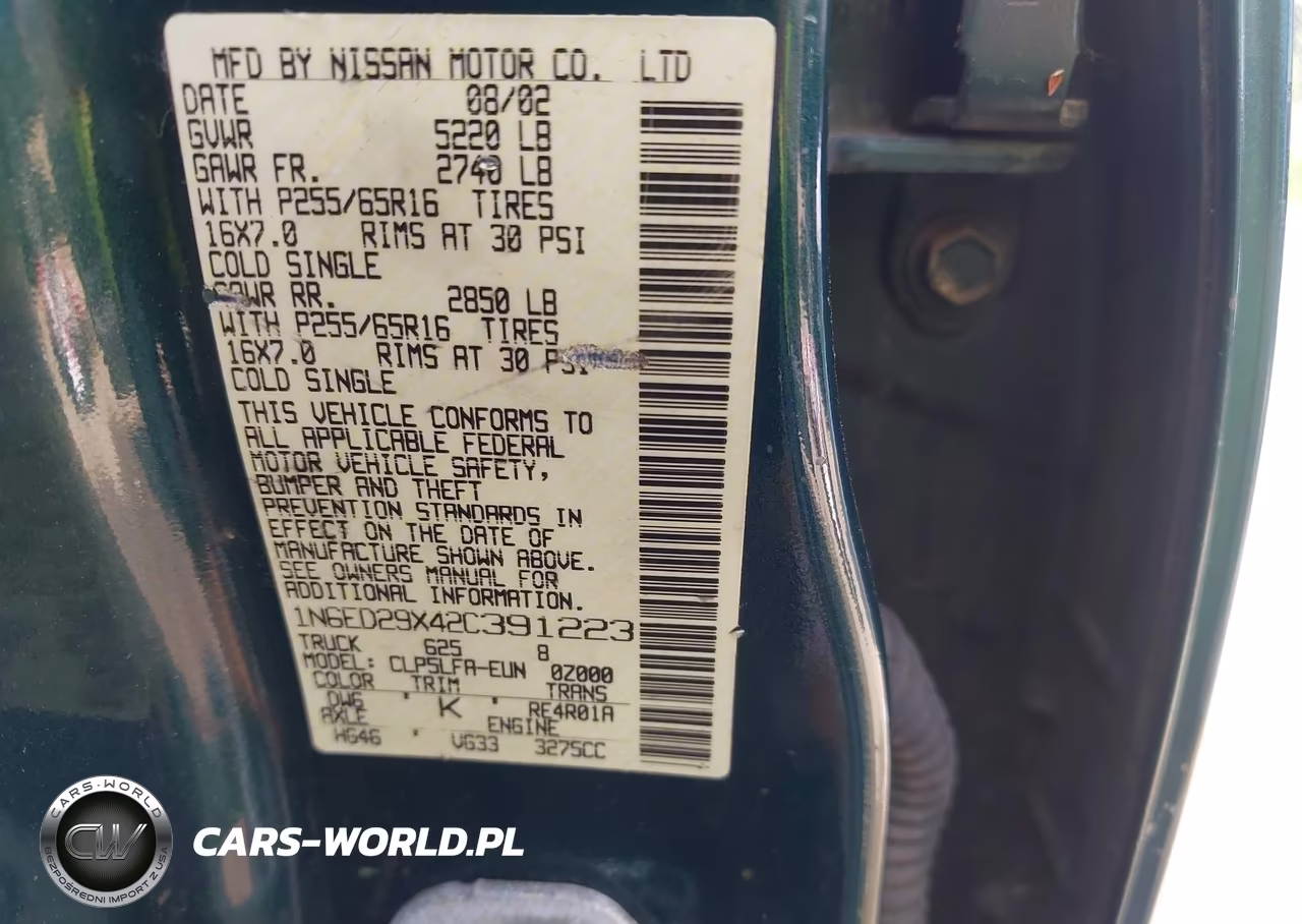 2002 Nissan Frontier Se-V6 VIN:1N6ED29X42C391223 - 9