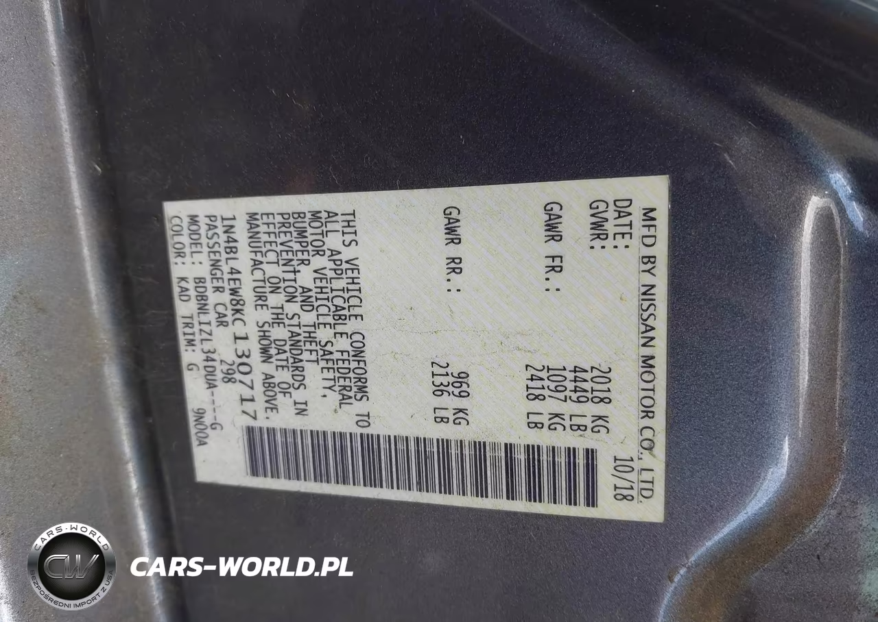 2019 Nissan Altima 2.5 Sl VIN:1N4BL4EW8KC130717 - 9