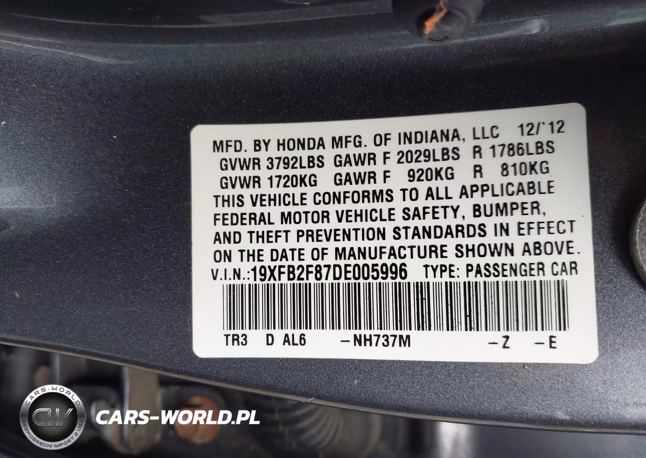 2013 Honda Civic Ex VIN:19XFB2F87DE005996 - 9