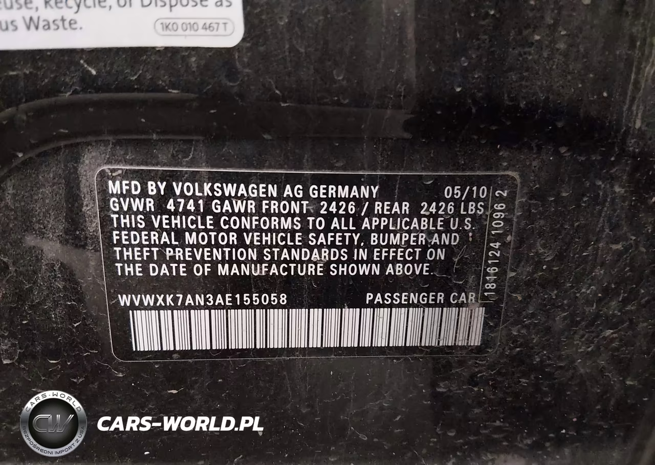 2010 Volkswagen Passat Komfort VIN:WVWXK7AN3AE155058 - 9