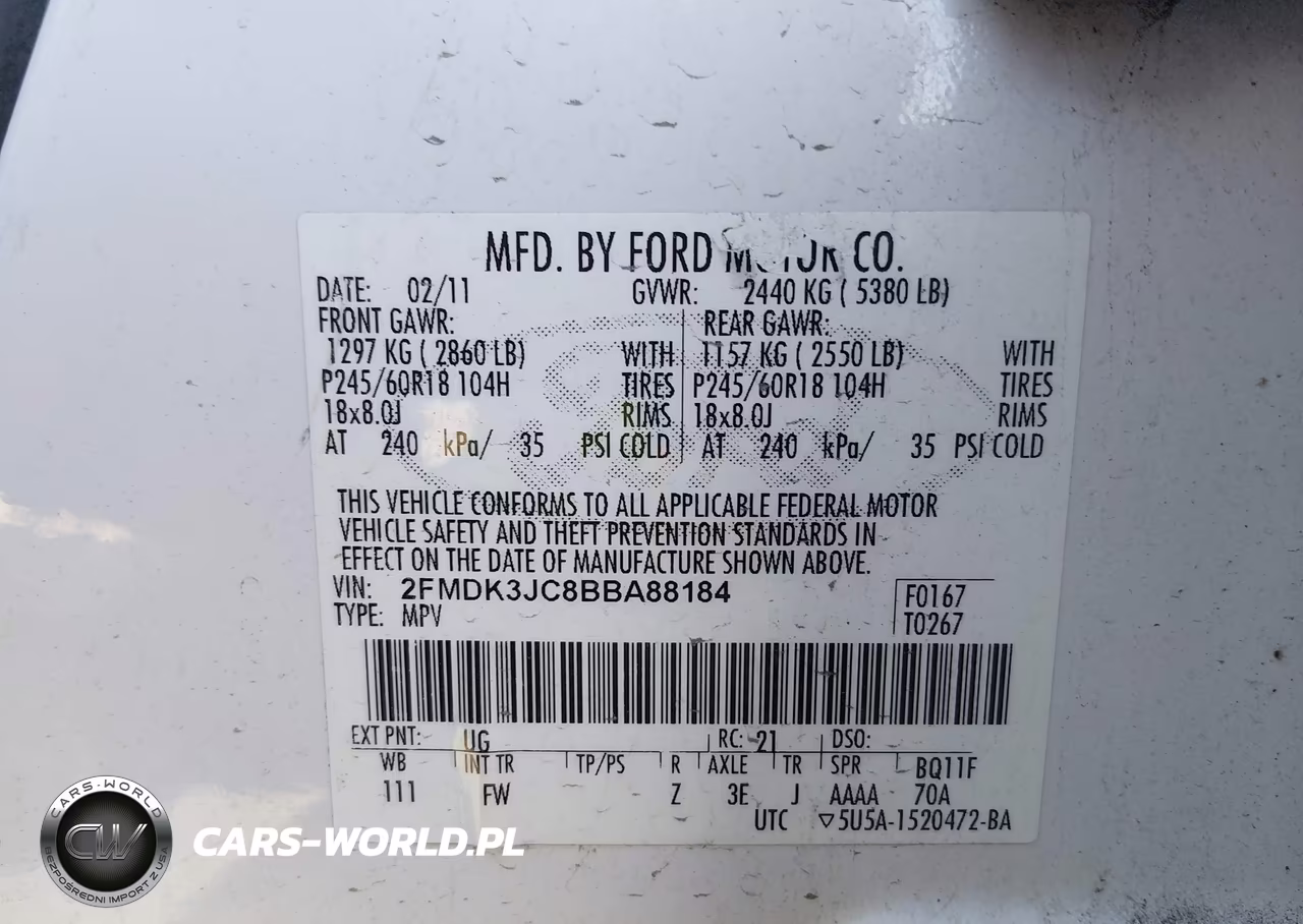 2011 Ford Edge Sel VIN:2FMDK3JC8BBA88184 - 8