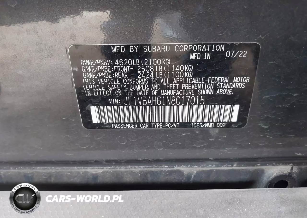 2022 Subaru Wrx Premium VIN:JF1VBAH61N8017015 - 9