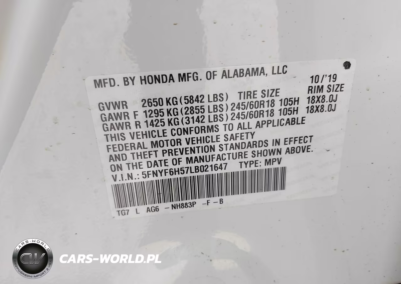 2020 Honda Pilot Exl VIN:5FNYF6H57LB021647 - 9