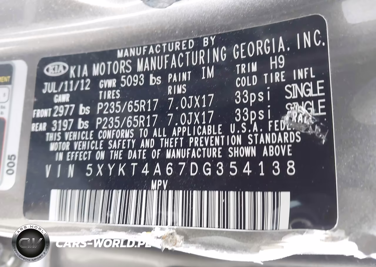 2013 Kia Sorento Lx VIN:5XYKT4A67DG354138 - 9