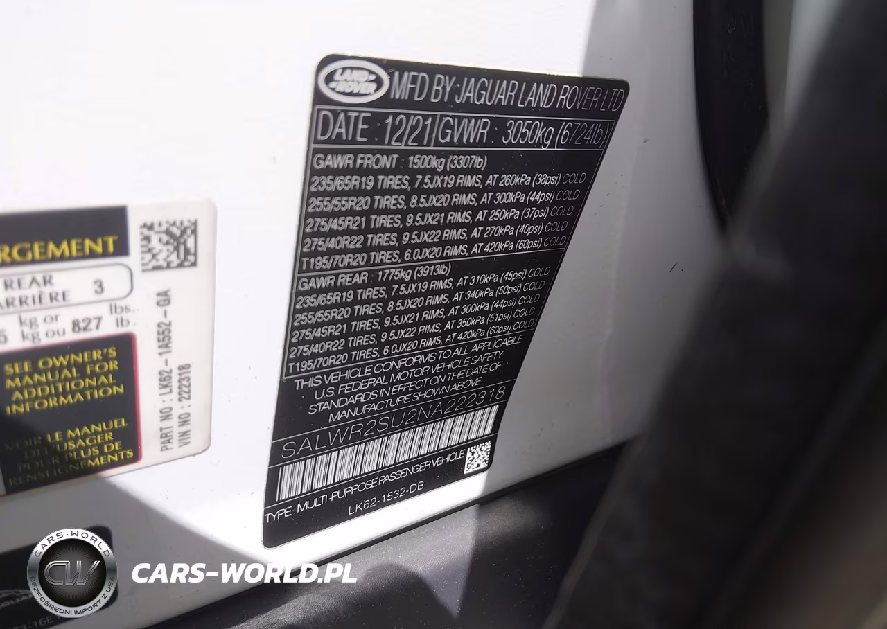 2022 Land Rover Range Rover Sport Hse Silver Edition Mhev VIN:SALWR2SU2NA222318 - 9