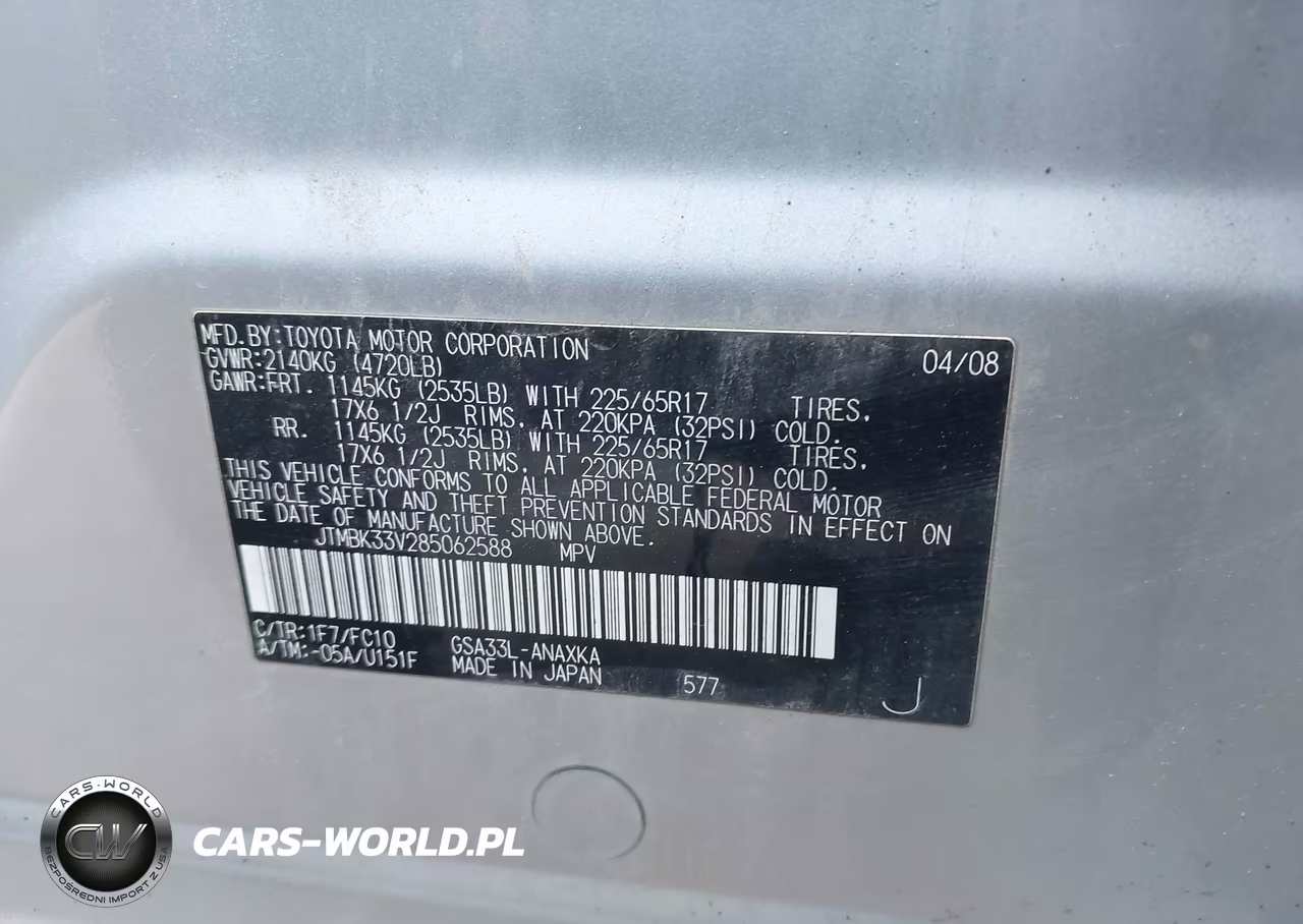 2008 Toyota Rav4 Base V6 VIN:JTMBK33V285062588 - 9