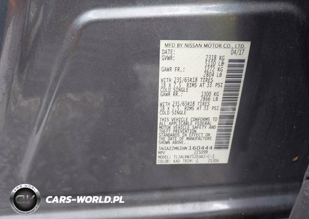 2017 Nissan Murano Sl VIN:5N1AZ2MG1HN160444 - 9