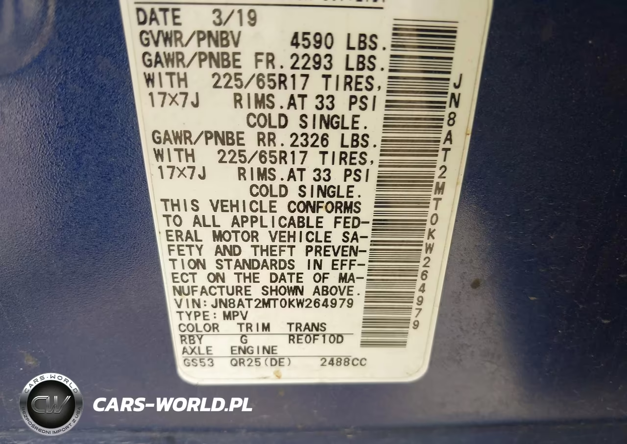 2019 Nissan Rogue Sv VIN:JN8AT2MT0KW264979 - 9
