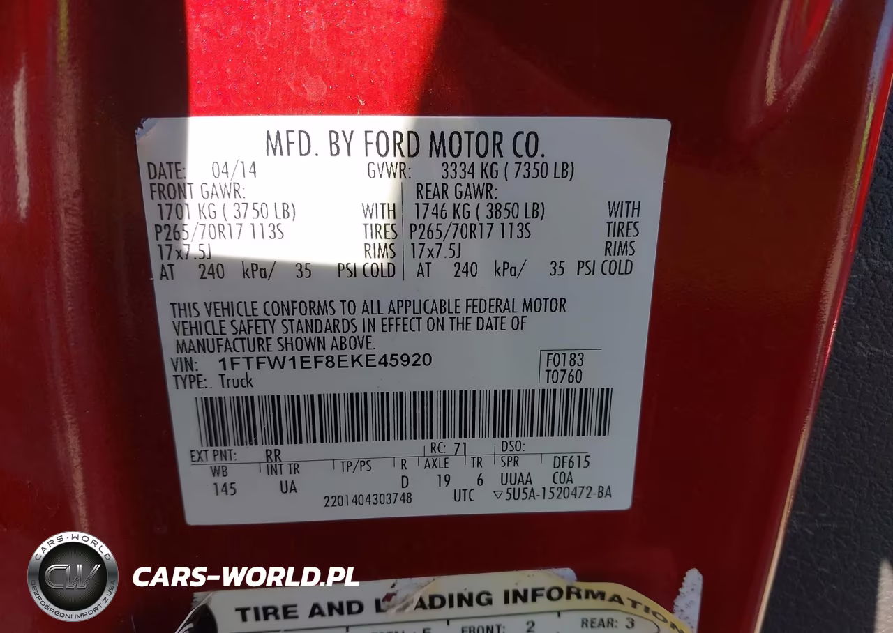 2014 Ford F-150 Xlt VIN:1FTFW1EF8EKE45920 - 9