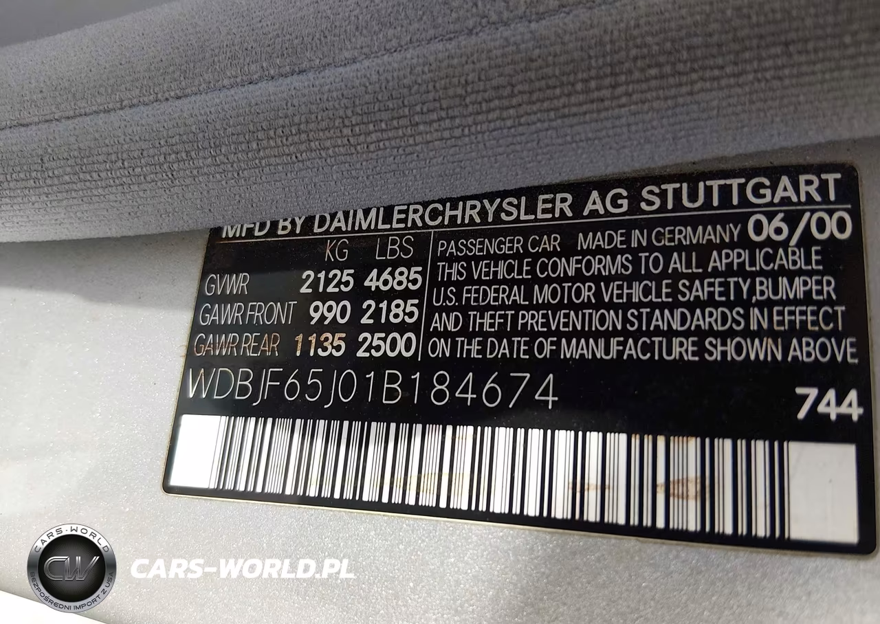 2001 Mercedes-Benz E 320 VIN:WDBJF65J01B184674 - 9