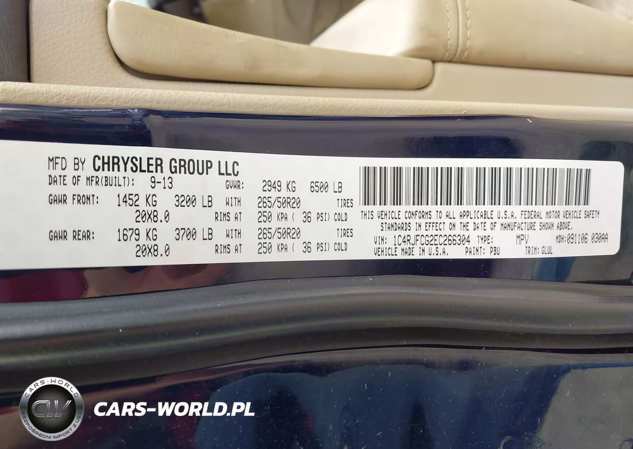 2014 Jeep Grand Cherokee Overland VIN:1C4RJFCG2EC266304 - 9