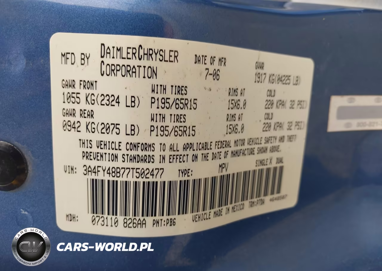 2007 Chrysler Pt Cruiser VIN:3A4FY48B77T502477 - 9
