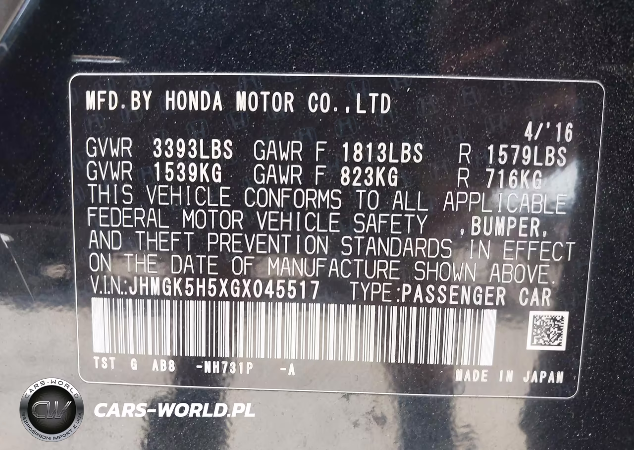 2016 Honda Fit Lx VIN:JHMGK5H5XGX045517 - 9