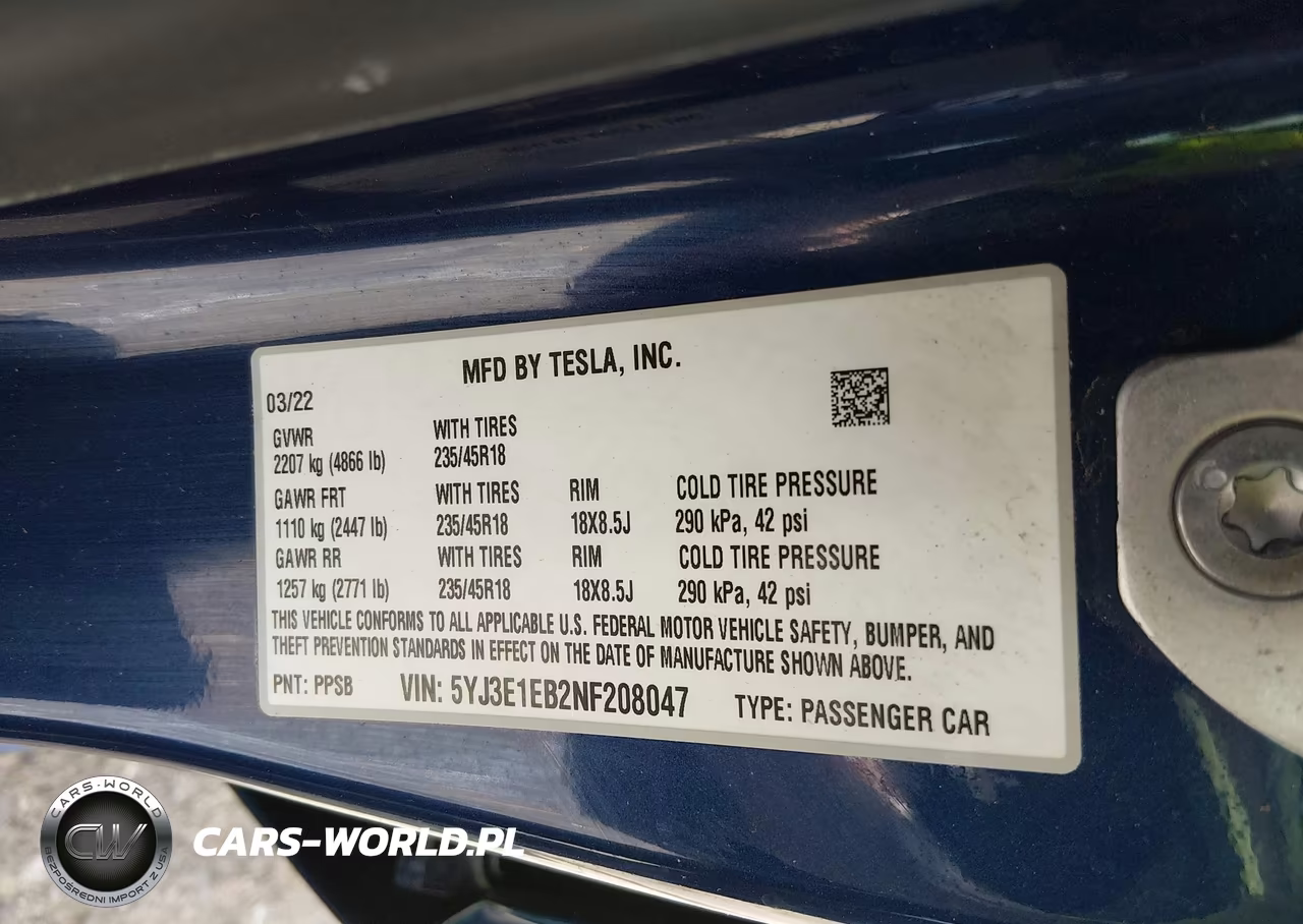 2022 Tesla Model 3 Long Range Dual Motor All-Wheel Drive VIN:5YJ3E1EB2NF208047 - 9