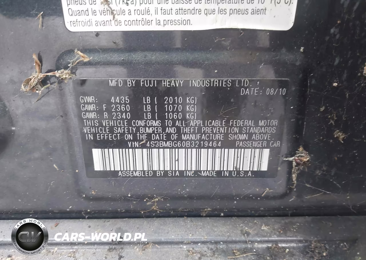 2011 Subaru Legacy 2.5I Premium VIN:4S3BMBG60B3219464 - 9