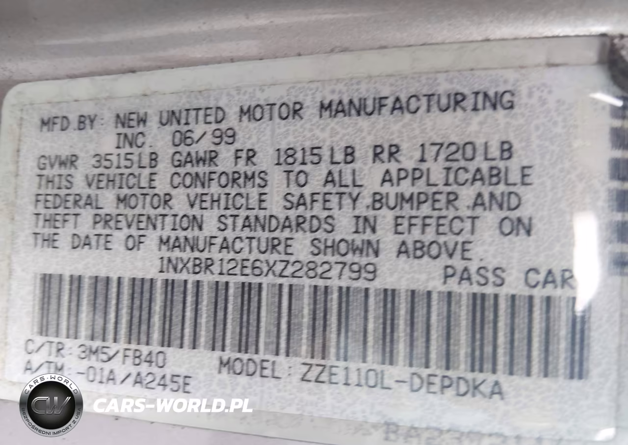 1999 Toyota Corolla Ce VIN:1NXBR12E6XZ282799 - 9