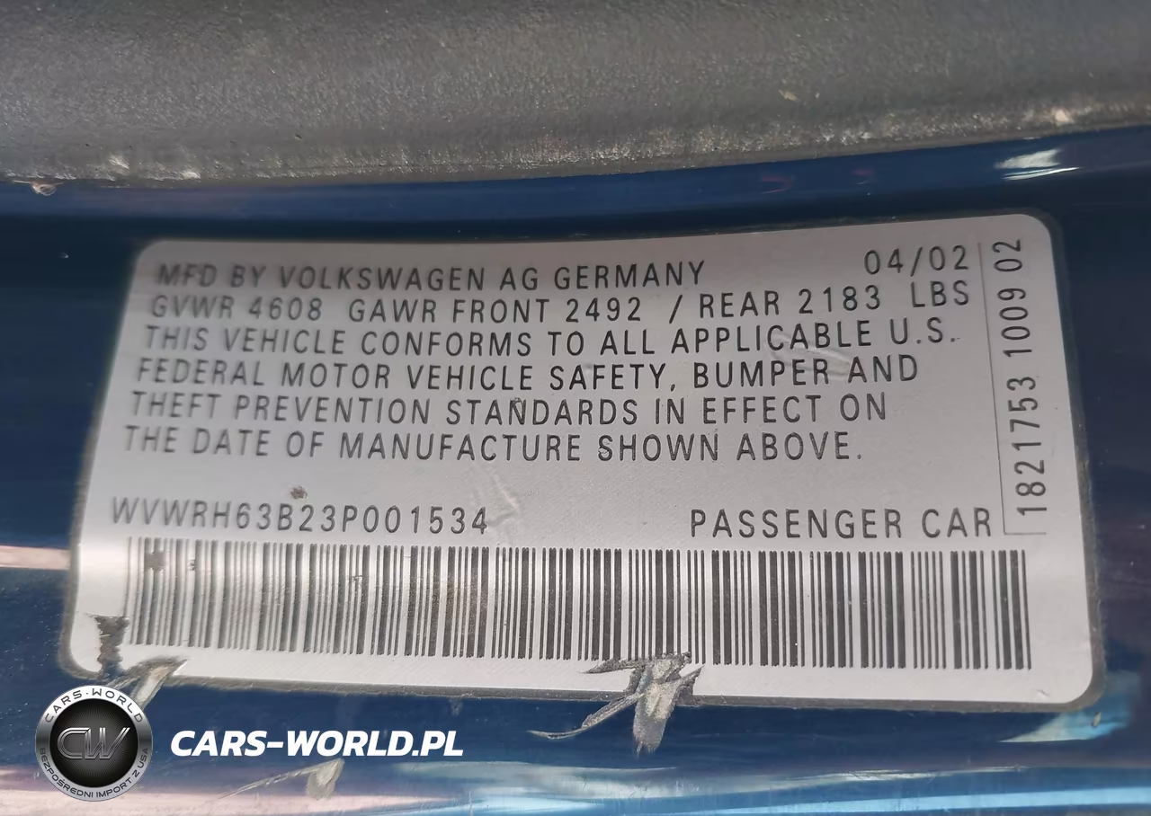 2003 Volkswagen Passat Glx VIN:WVWRH63B23P001534 - 9