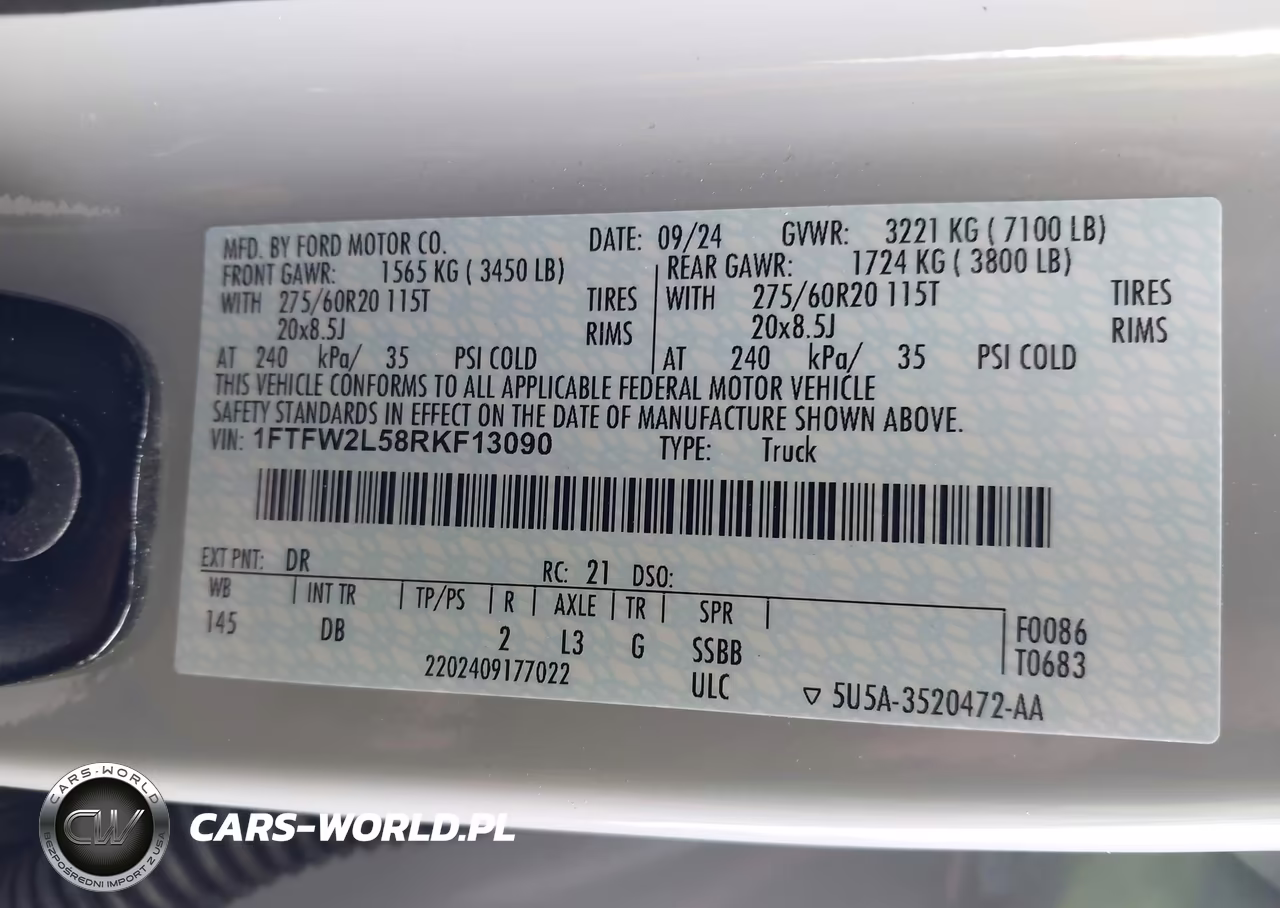 2024 Ford F-150 Stx VIN:1FTFW2L58RKF13090 - 9