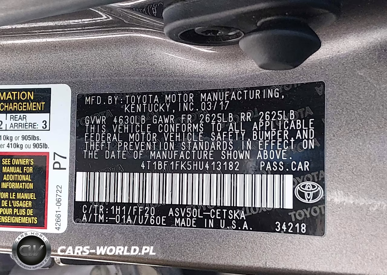 2017 Toyota Camry Se VIN:4T1BF1FK5HU413182 - 9