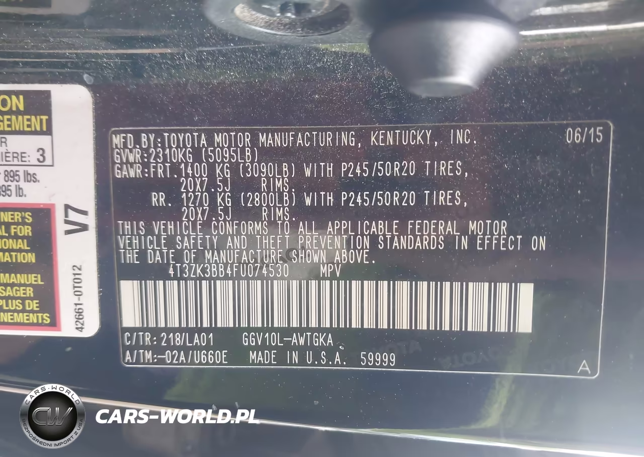 2015 Toyota Venza Xle V6 VIN:4T3ZK3BB4FU074530 - 9