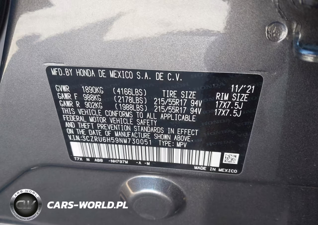 2022 Honda Hr-V Awd Ex VIN:3CZRU6H59NM730051 - 9