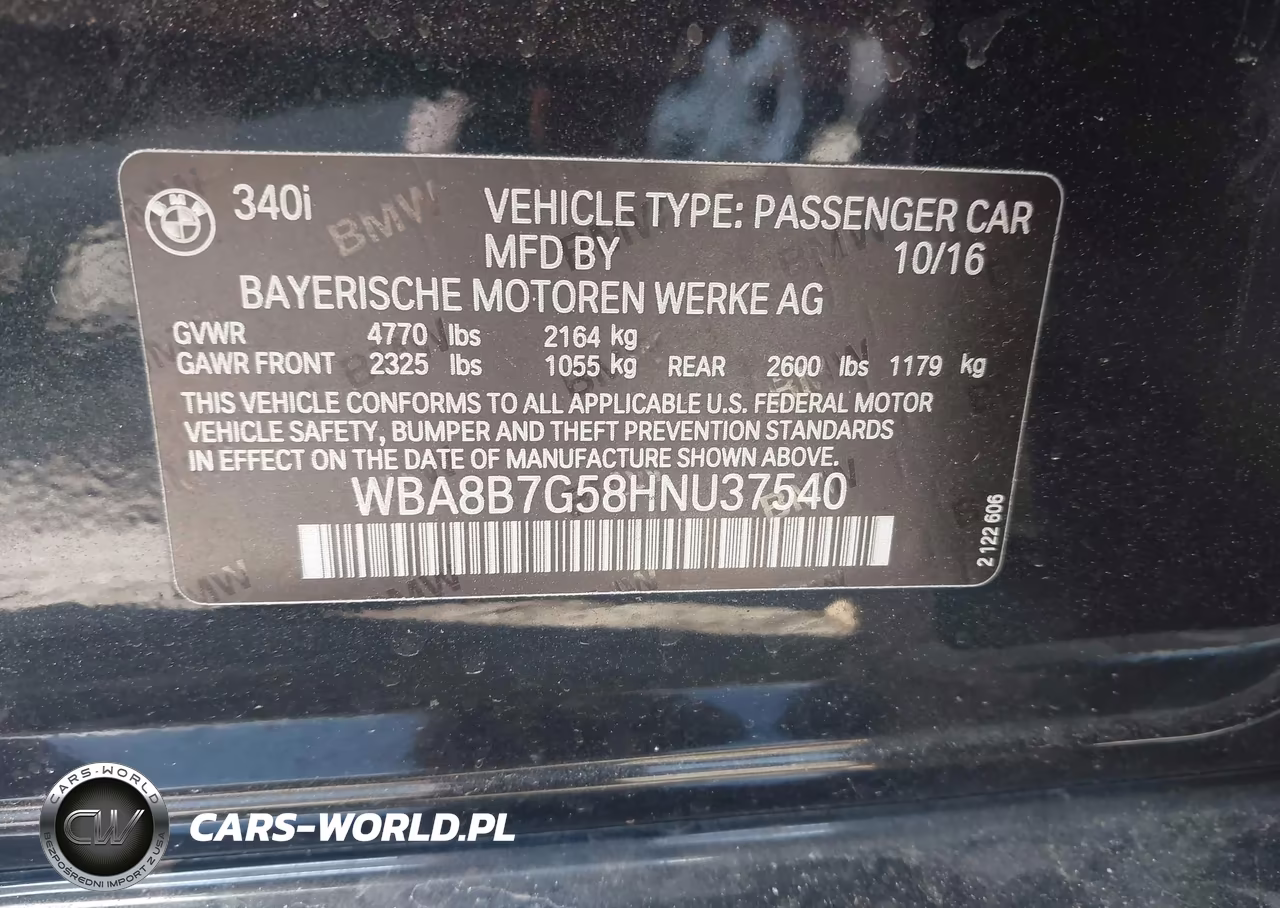 2017 BMW 340I xDrive VIN:WBA8B7G58HNU37540 - 9